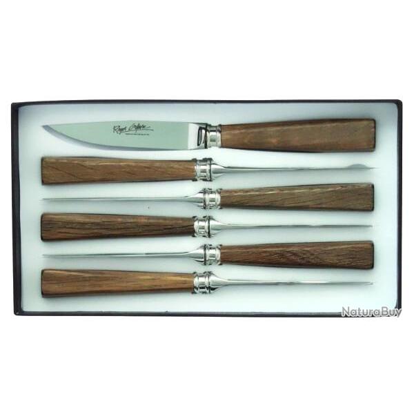 Coffret couteaux a steak Roger Orfevre ch�ne