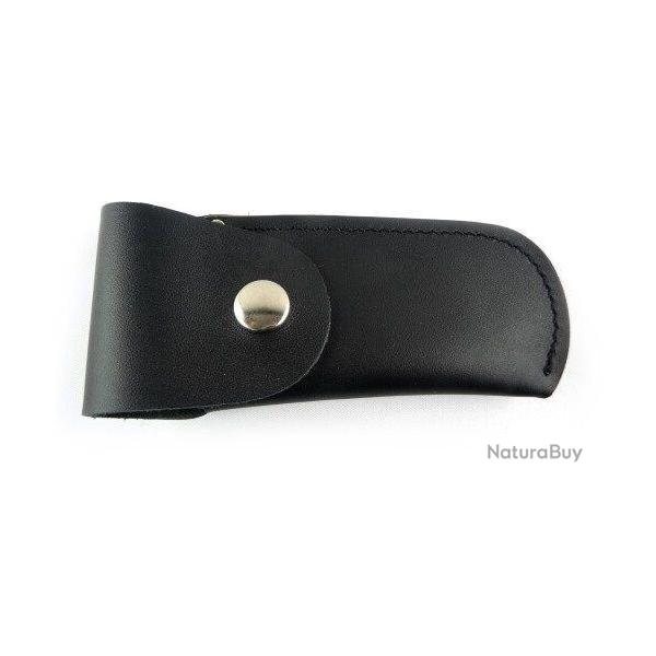 Etui pour couteau de poche en cuir noir 13 cm