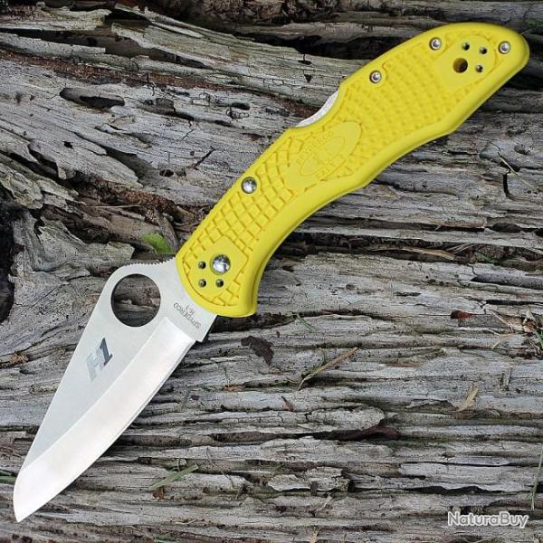 Couteau Spyderco SALT 2 Lame Acier H1 Manche Yellow Backlock Made In Japan SC88PYL2