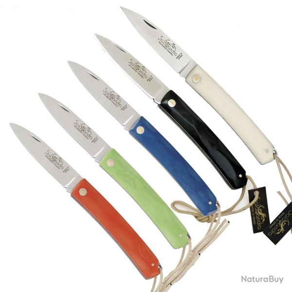 Salamandra - Couteau Manche Micarta Lacet Lame Inox 8Cm Etui Cuir - 6420x - 64207