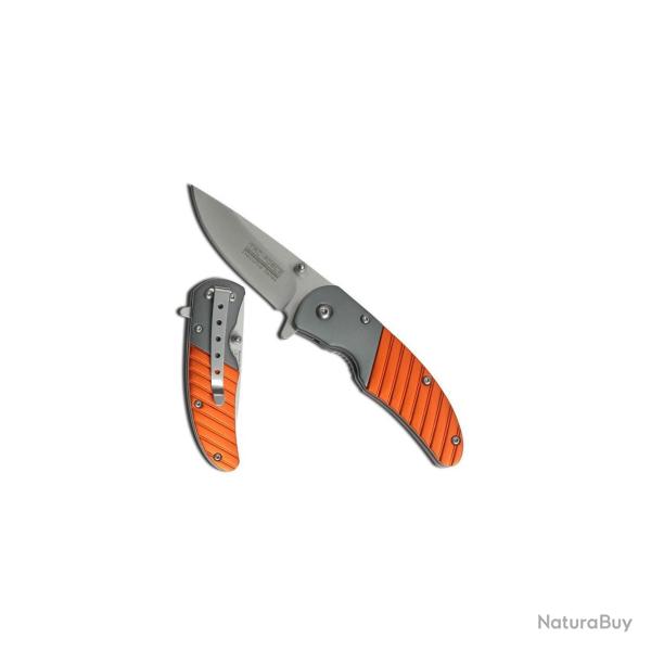 TacForce - Couteau Pliant Manche Aluminium 9.5cm Clip - TF-732 - TF-732OR