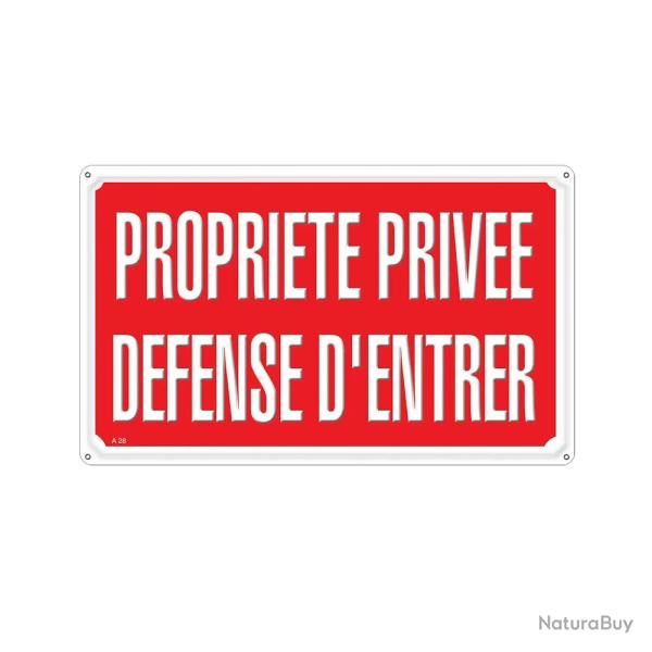 Panneau PROPRIETE PRIVEE DEFENSE D'ENTRER Alu 35 x 25cm