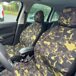 Set Housses de Voiture toile polyester noire et mousse Camo CE