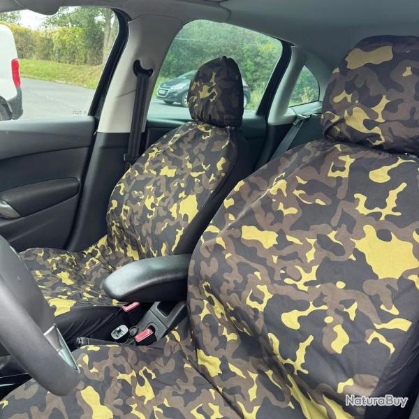 Set Housses de Voiture toile polyester noire et mousse Camo CE