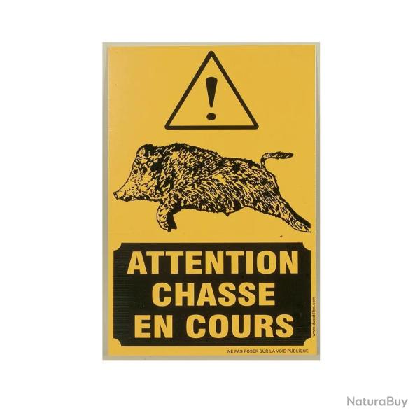 Panneau signal�tique � Attention chasse en cours � en akilux 60 x 40cm