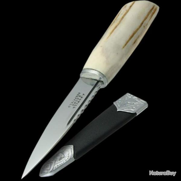 Couteau Dague Scottish Dirk Sheffield Sgian Dhu Acier Carbone Manche Os Made In England SHE018