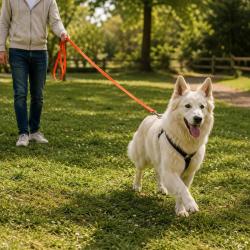 Laisse chien 1,50 m orange largueur 25 mm