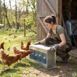 Mangeoire 20 kg 4 compartiments m&eacute;tal 46 x 17 x 40 cm