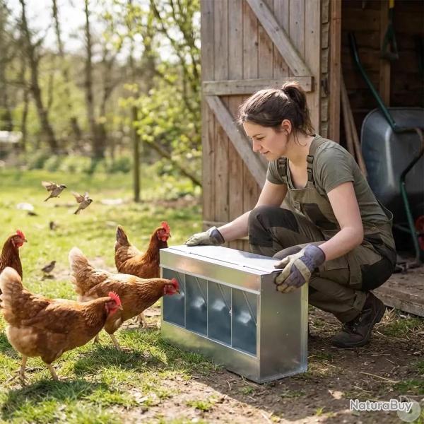 Mangeoire 20 kg 4 compartiments m�tal 46 x 17 x 40 cm