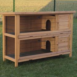 Clapier lapin double &eacute;tage bois Dim. 136 X 50 X 92 cm