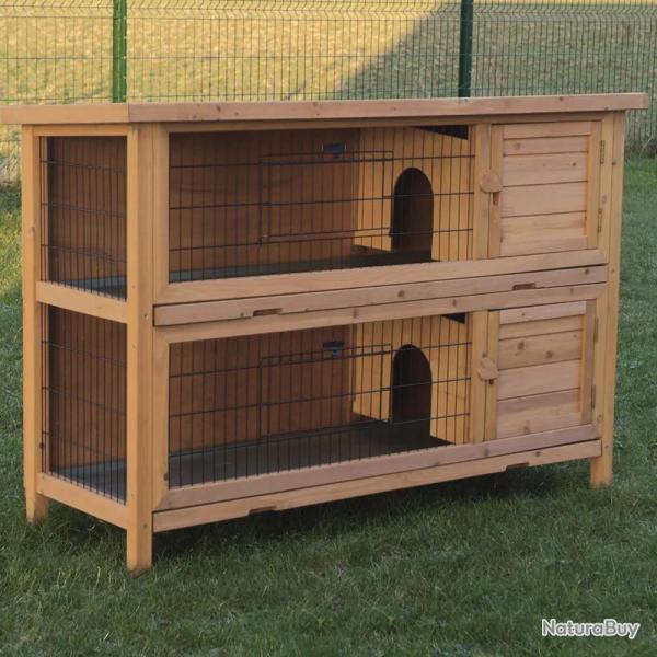 Clapier lapin double �tage bois Dim. 136 X 50 X 92 cm