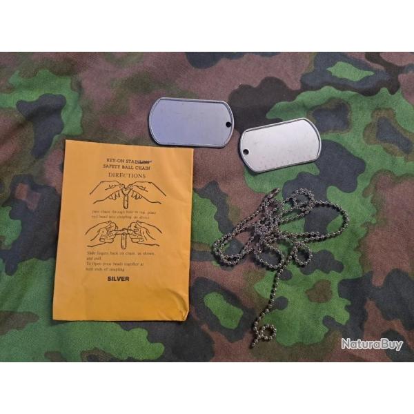 DOG TAG US : plaque identification soldat US  MILITARIA WW2 DEBARQUEMENT 1944