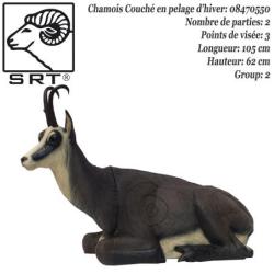 SRT TARGETS Cible 3D Chamois couch&eacute; en mousse pour le tir &agrave; l'arc Pelage d'hiver
