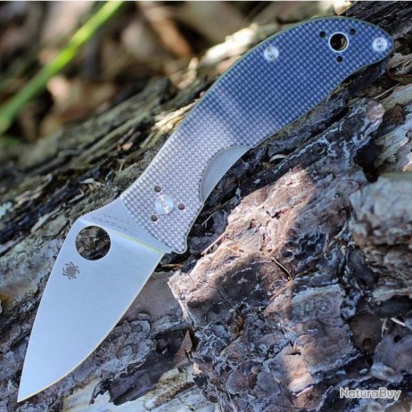 Couteau Spyderco Alcyone Lame Acier CTS BD1 Manche G-10 Grey Linerlock Clip SC222GPGY