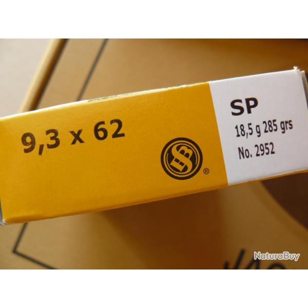 Boite de 20 balles Sellier Bellot  9.3 X62