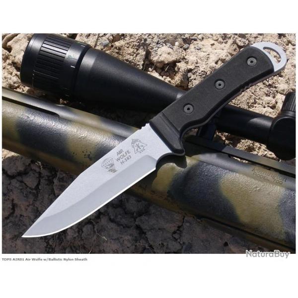 Couteau De Combat Tops Air Wolfe Acier 1095 Manche G-10 Tops Knive Made In USA TPAIR01 - Z
