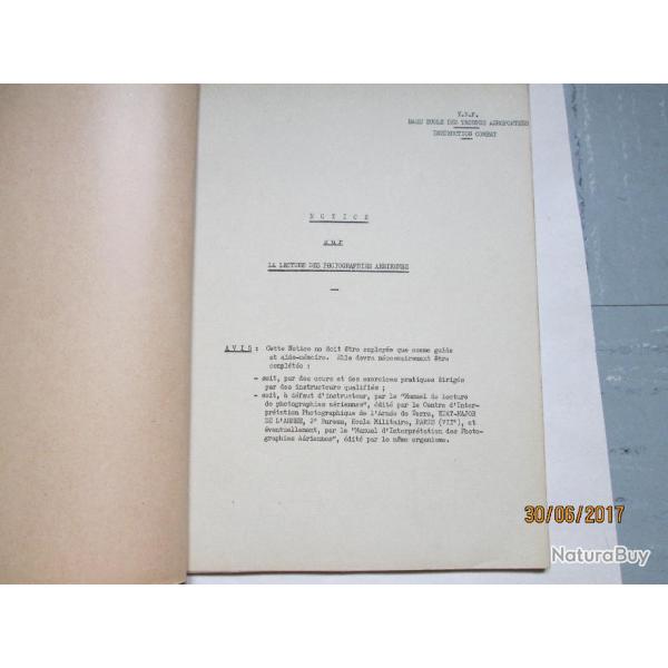 COURS ECOLE -  NOTICE SUR LA LECTURE DES PHOTOGRAPHIES AETIENNES