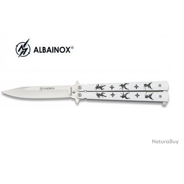 Couteau papillon Militaire Mod. Shuriken manche Alu  lame de 10 cm