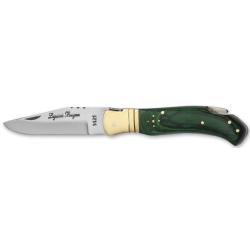Couteau pliant en Bois color&eacute; vert 11.5 cm Laguiole Bougna
