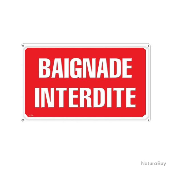 Panneau BAIGNADE INTERDITE Alu 30x20cm