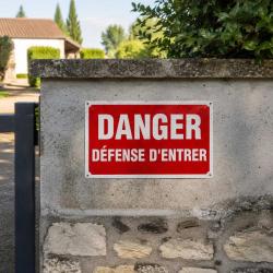 Panneau DANGER D&Eacute;FENSE D'ENTRER Alu 30X20cm unit&eacute;