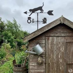 Girouette chat m&eacute;t&eacute;o m&eacute;tal pour jardin, toit d'ext&eacute;rieur, direction du vent