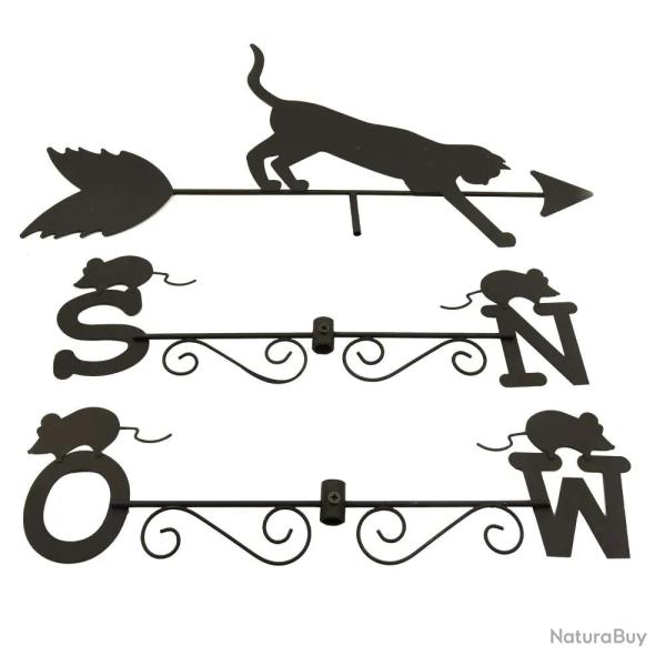 Girouette chat m�t�o m�tal pour jardin, toit d'ext�rieur, direction du vent