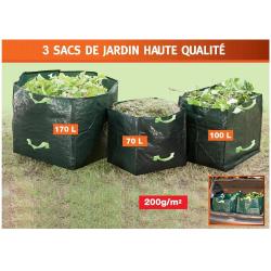 3 Sacs de jardin avec poign&eacute;es