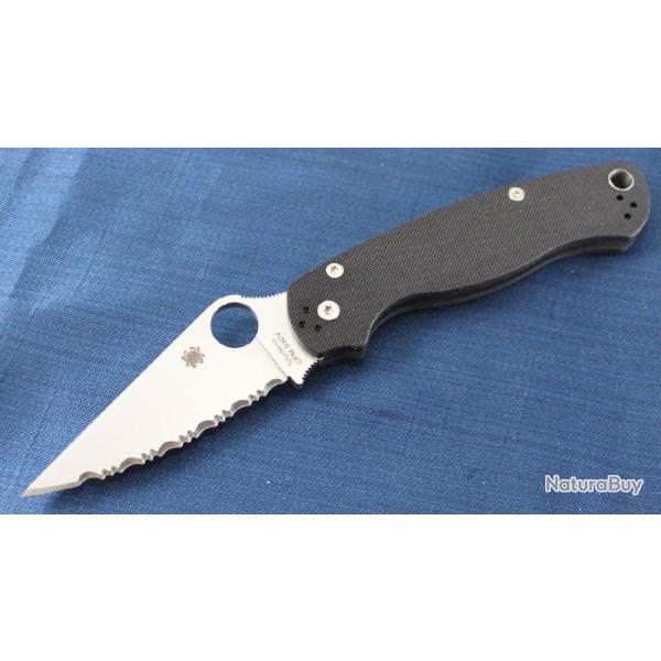 Couteau Spyderco Paramilitary 2 Lame Acier S30V Serr Manche G-10 Compression Lock USA SC81GS2
