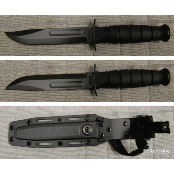 KA1258 Couteau Kabar Short Plain Edge Acier Carbone 1095 Manche Kraton Etui Kydex Made In USA