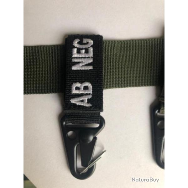 Blood Type / passant ceinture + mousqueton AB Neg NOIR