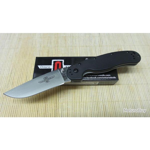 ONTARIO RAT 1 - Couteau Ontario Lame Acier AUS-8 Manche Fibre de Nylon Linerlock ON8848