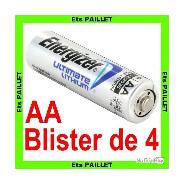 Piles ENERGIZER Lithium AA LR6 1.5V Haute Performance Neuves Blister de 4 pour pi�ge photo ou garmin