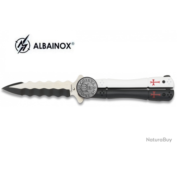 Couteau papillon Templier Alu  lame  voil  de 10 cm