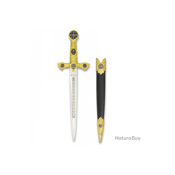 Dague M�di�vale Templi�re ALBA dor� de 39 cm