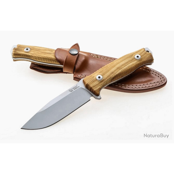 Couteau LION STEEL M5 Olivier Lame Acier Sleipner Manche Bois d'Olivier Etui Cuir Italy LSTM5UL
