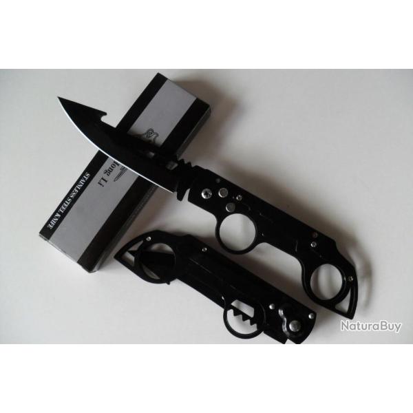 Couteau Automatique Forme AK47 Lame Acier 11 Cm Manche en Acier 13 Cm Outdoor