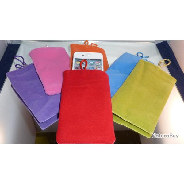 Housse Pochette Etui Velours Telephone MP3 Appareil Photo iPhone Samsung Sony Nokia LG HTC, Couleur