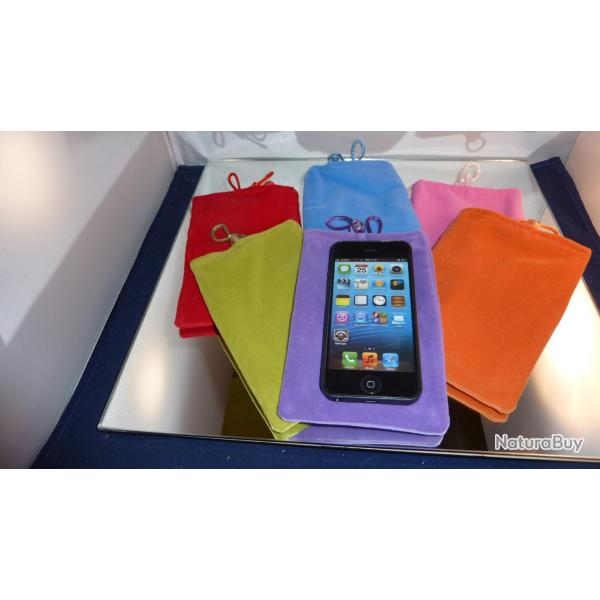Housse Pochette Etui Velours Telephone MP3 Appareil Photo iPhone Samsung Sony Nokia LG HTC, Couleur