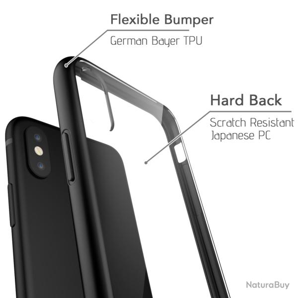 Coque Bumper pour iPhone 4 / 4S, Couleur: Noir, Modele: 2.Coque Noire Dos Cristal