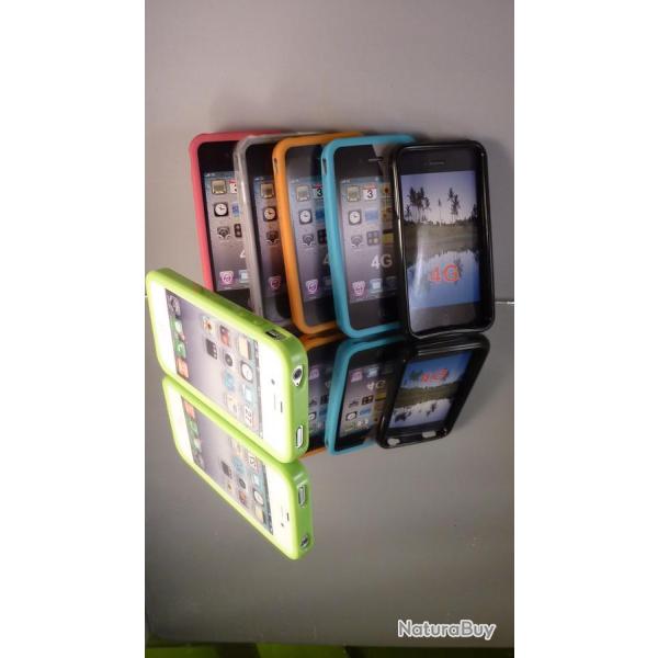 Coque Bumper pour iPhone 4 / 4S, Couleur: Vert, Modele: 1.Bumper TPU