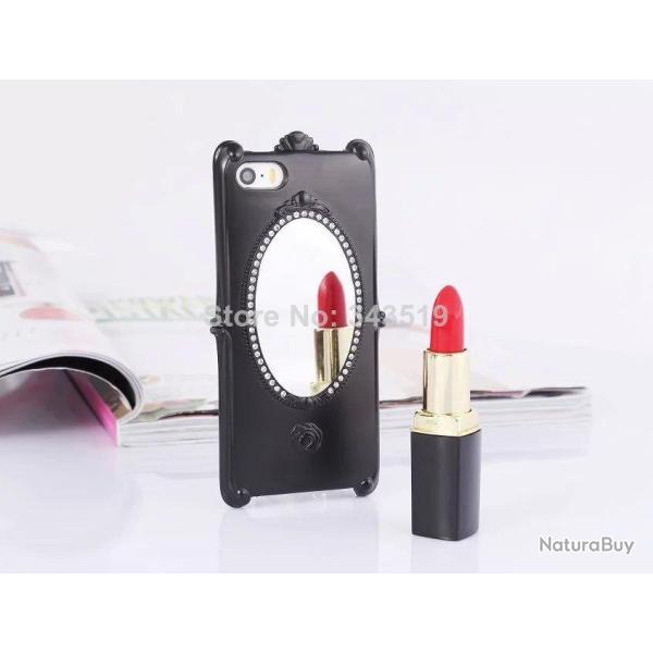 Coque Miroir Strass iPhone 5/5S/ 5SE, Couleur: Noir
