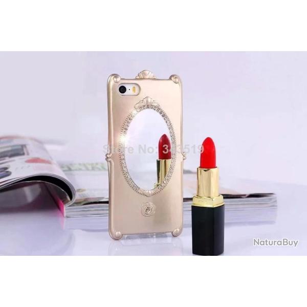 Coque Miroir Strass iPhone 5/5S/ 5SE, Couleur: Or