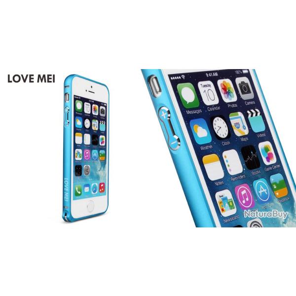 LOVE MEI Coque Bumper Aluminium Ultra Leger pour iPhone Samsung, Couleur: Bleu Blue 1, Smartphone: