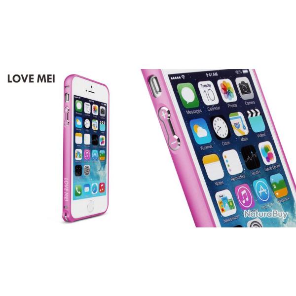 LOVE MEI Coque Bumper Aluminium Ultra Leger pour iPhone Samsung, Couleur: Fushia Dark Pink 3, Smart