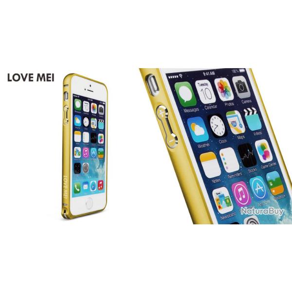 LOVE MEI Coque Bumper Aluminium Ultra Leger pour iPhone Samsung, Couleur: Or Gold 4, Smartphone: Ap