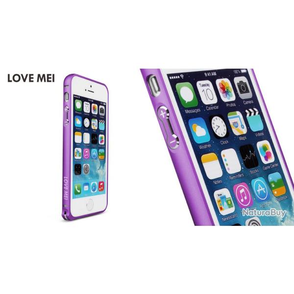 LOVE MEI Coque Bumper Aluminium Ultra Leger pour iPhone Samsung, Couleur: Violet Mauve Purple 5, Sm