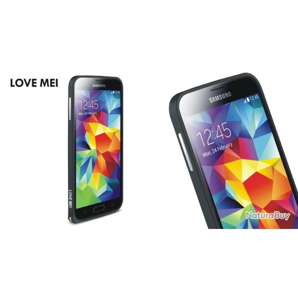LOVE MEI Coque Bumper Aluminium Ultra Leger pour iPhone Samsung, Couleur: Noir Black 2, Smartphone: