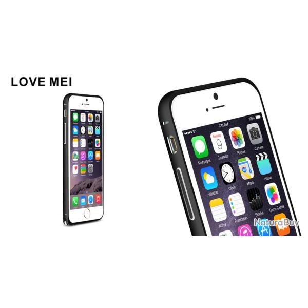 LOVE MEI Coque Bumper Aluminium Ultra Leger pour iPhone Samsung, Couleur: Noir Black 2, Smartphone: