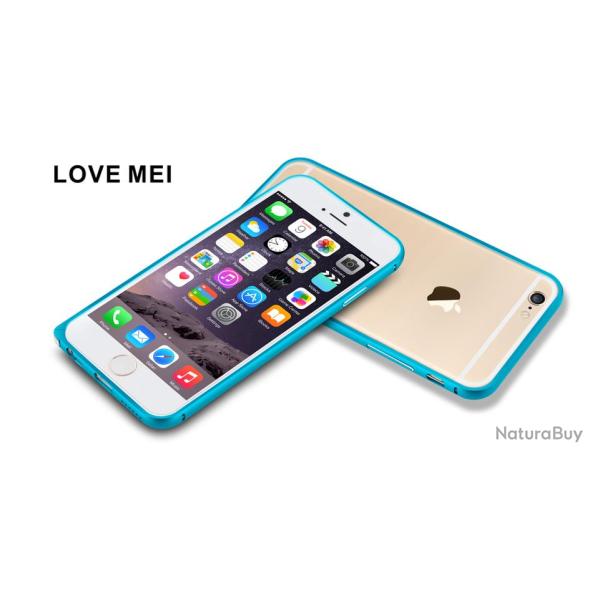 LOVE MEI Coque Bumper Aluminium Ultra Leger pour iPhone Samsung, Couleur: Bleu Blue 1, Smartphone: